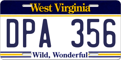 WV license plate DPA356