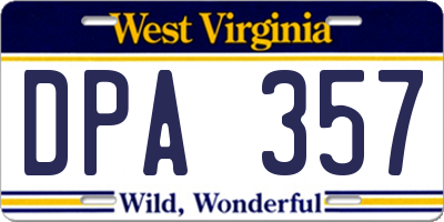WV license plate DPA357