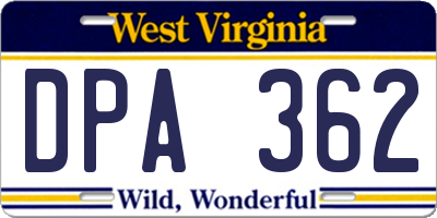 WV license plate DPA362
