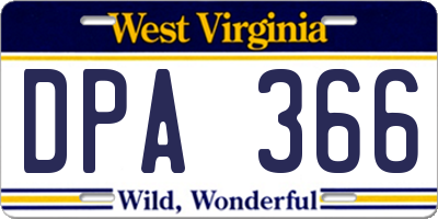WV license plate DPA366