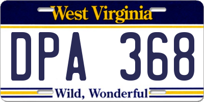 WV license plate DPA368
