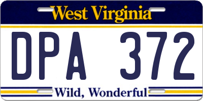 WV license plate DPA372