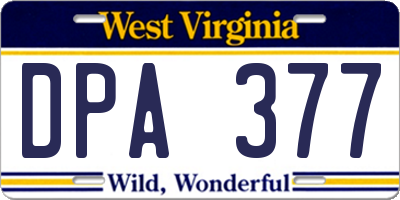 WV license plate DPA377
