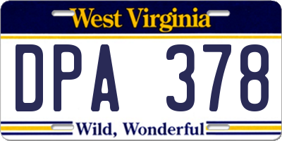 WV license plate DPA378