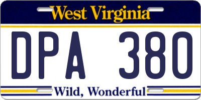 WV license plate DPA380