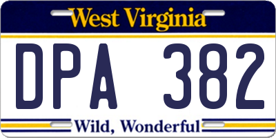 WV license plate DPA382