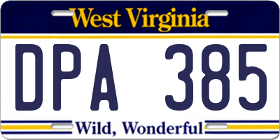 WV license plate DPA385