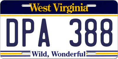WV license plate DPA388