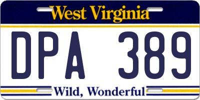 WV license plate DPA389