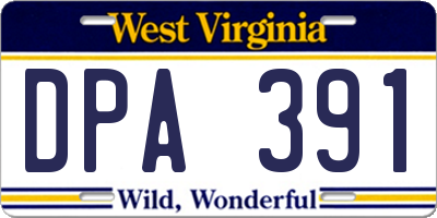 WV license plate DPA391