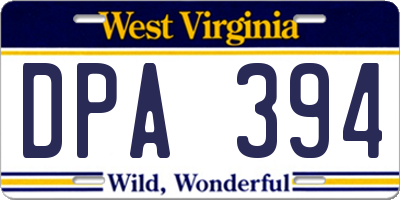 WV license plate DPA394