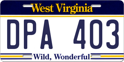 WV license plate DPA403