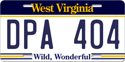 WV license plate DPA404