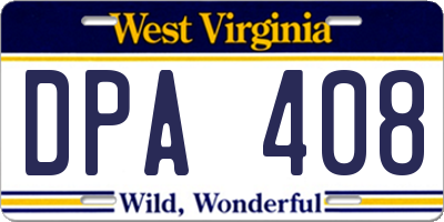 WV license plate DPA408