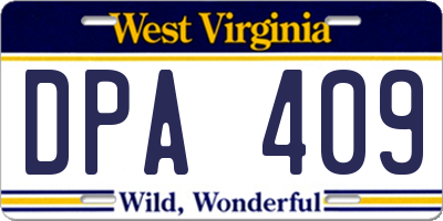 WV license plate DPA409