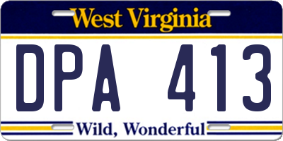 WV license plate DPA413