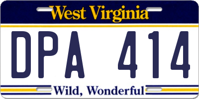 WV license plate DPA414
