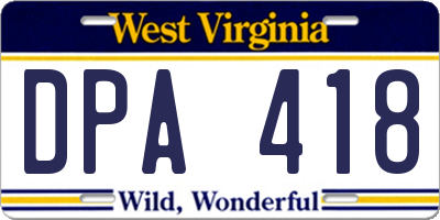 WV license plate DPA418