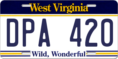 WV license plate DPA420