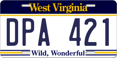 WV license plate DPA421