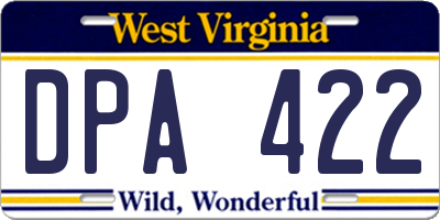 WV license plate DPA422