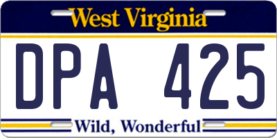 WV license plate DPA425