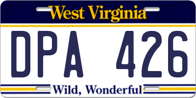WV license plate DPA426