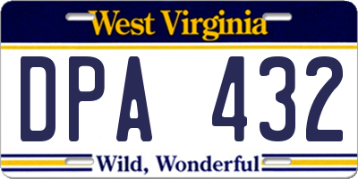 WV license plate DPA432