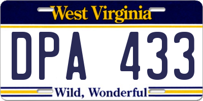 WV license plate DPA433