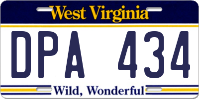 WV license plate DPA434