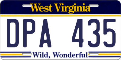 WV license plate DPA435