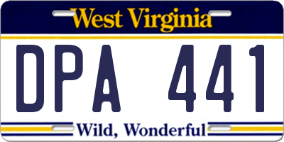 WV license plate DPA441