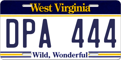 WV license plate DPA444