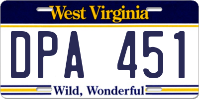 WV license plate DPA451