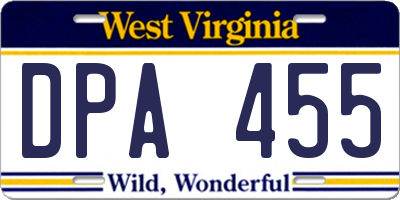 WV license plate DPA455