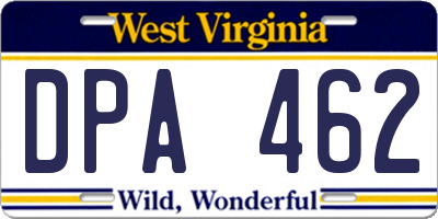 WV license plate DPA462