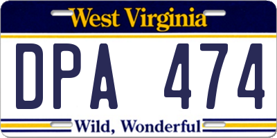 WV license plate DPA474