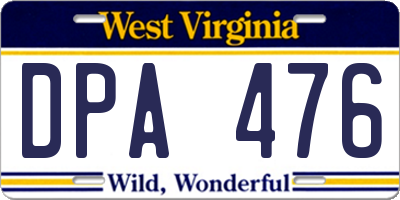 WV license plate DPA476