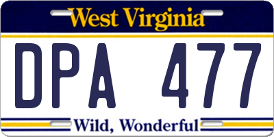 WV license plate DPA477
