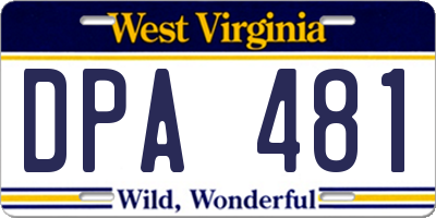 WV license plate DPA481