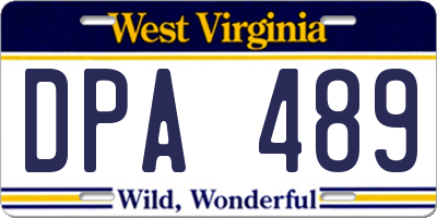 WV license plate DPA489