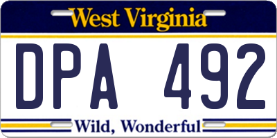 WV license plate DPA492