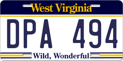WV license plate DPA494