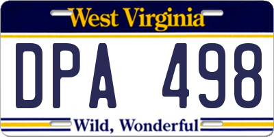 WV license plate DPA498