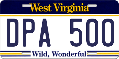 WV license plate DPA500