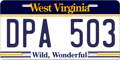 WV license plate DPA503