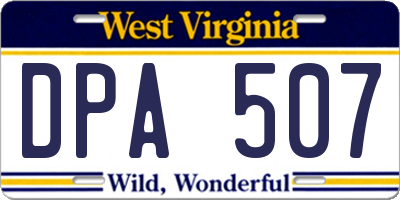 WV license plate DPA507