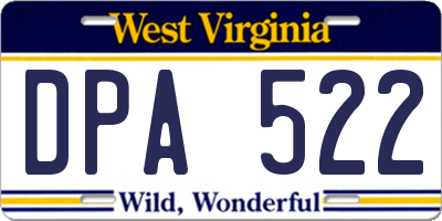 WV license plate DPA522