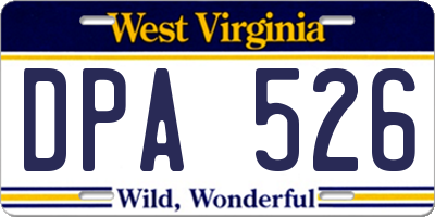 WV license plate DPA526