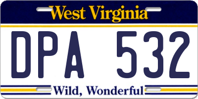 WV license plate DPA532